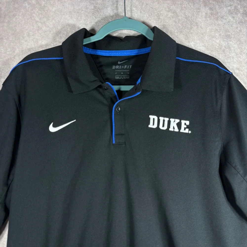 Nike Polo Shirt Mens Size LT Black Duke Blue Devils Dri-Fit Golf Sports College